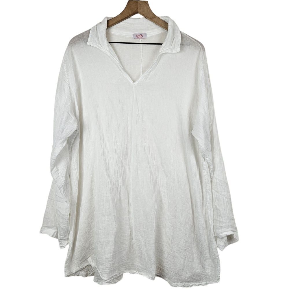 Scandal Shirt Blouse Pullover Pure Cotton Made‎ In ltaly, white, XL (approx)